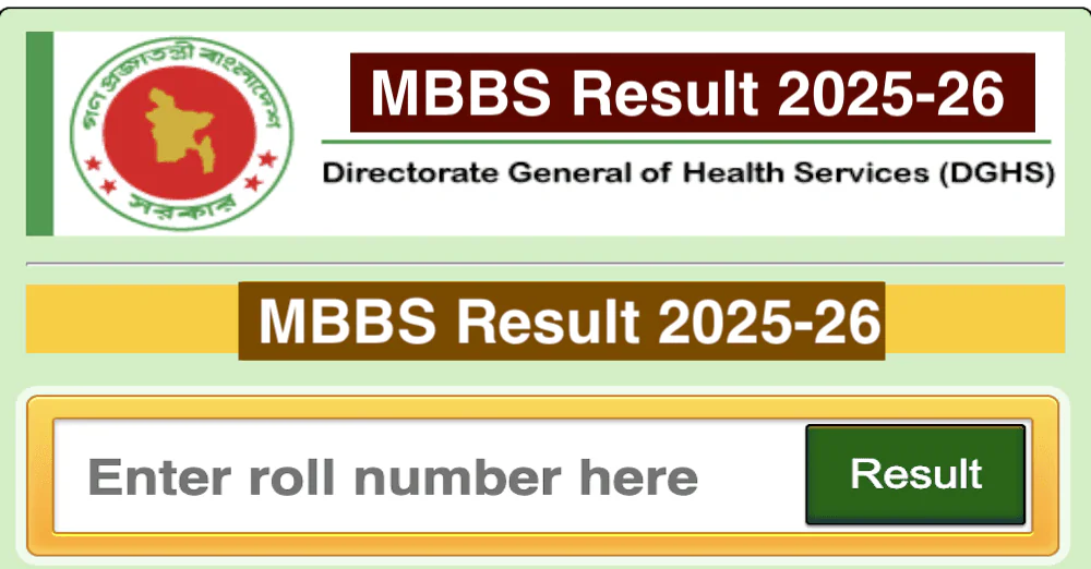 result.dghs.gov.bd MBBS Medical Result 2025 - www.dghs.gov.bd result 2025